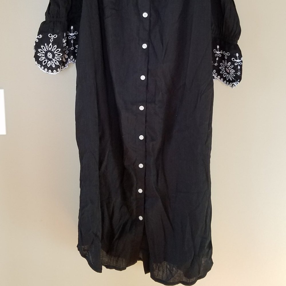 Off Shoulder Black Embroidered Dress XS - Picture 6 of 6